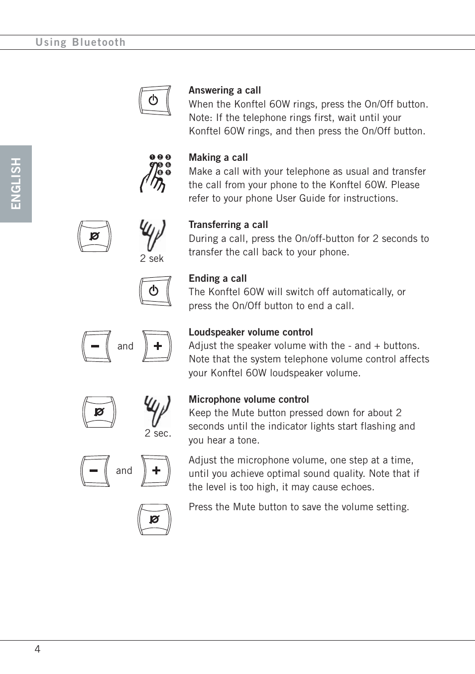 English | Konftel 60W User Manual | Page 6 / 27