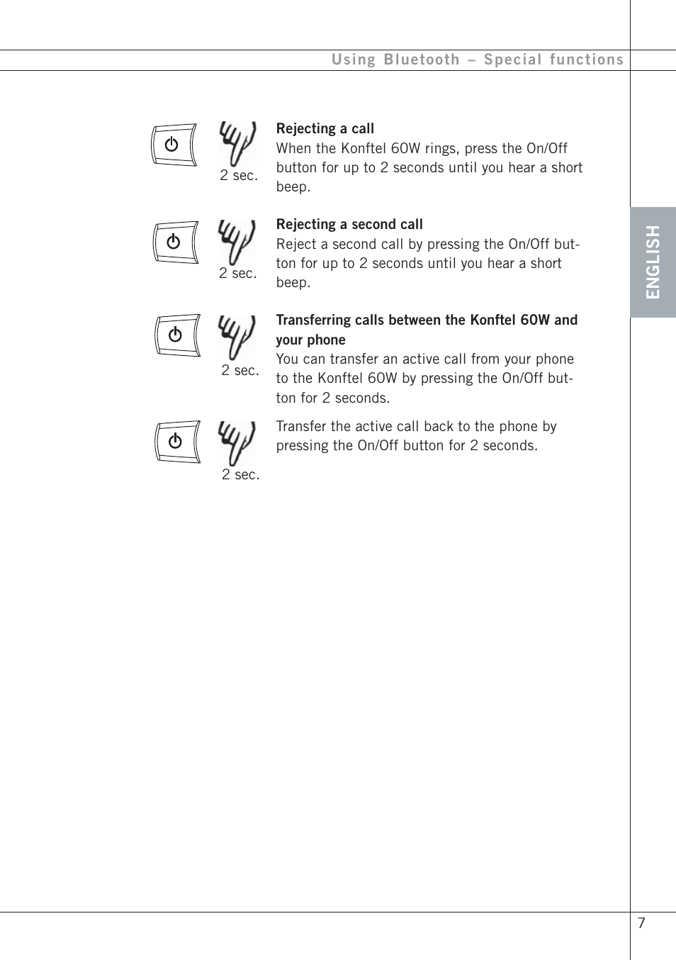 English | Konftel 60W User Manual | Page 9 / 27