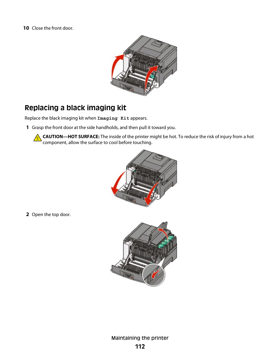 Replacing a black imaging kit | Konftel G510-7276-00 User Manual | Page 114 / 170
