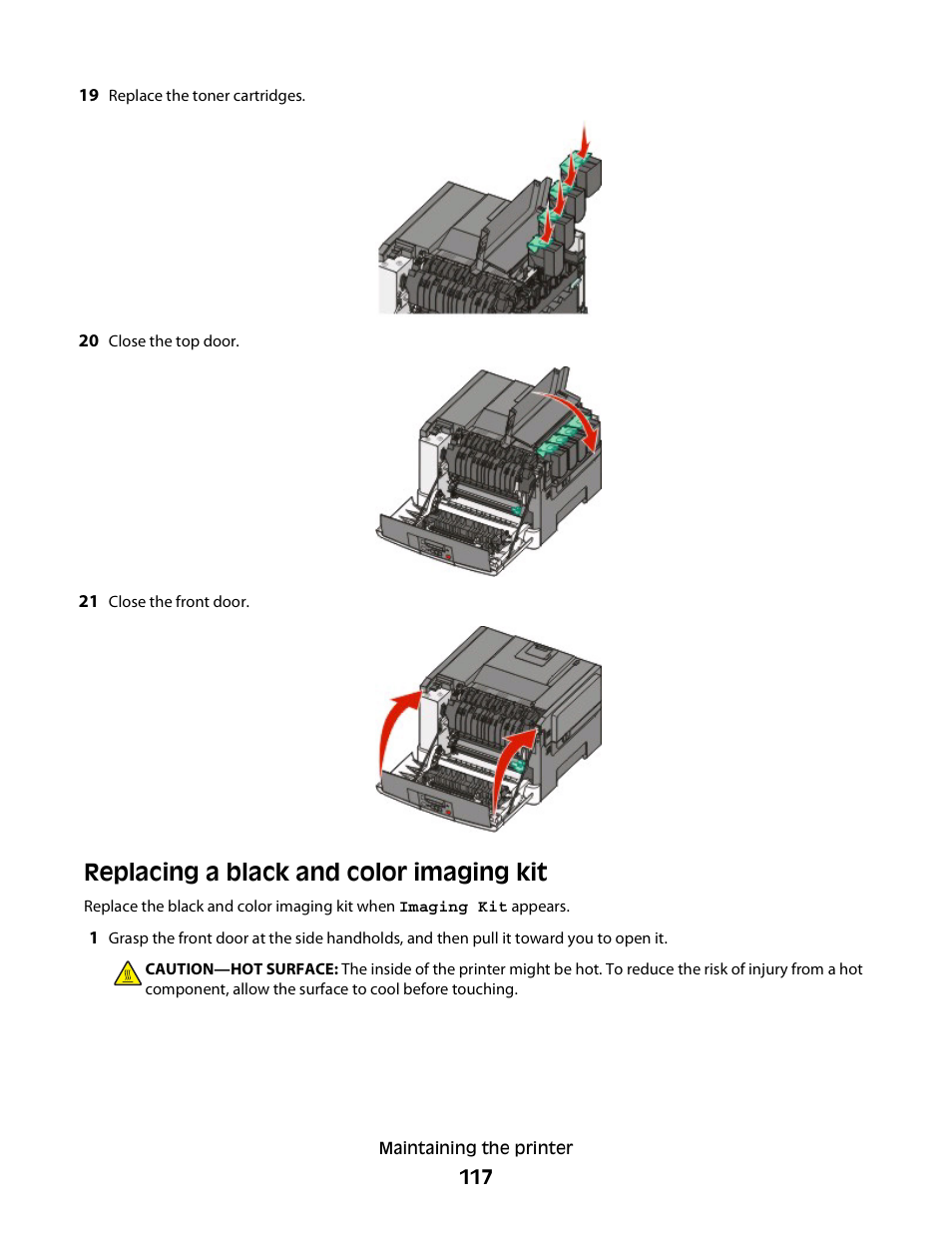 Replacing a black and color imaging kit | Konftel G510-7276-00 User Manual | Page 119 / 170