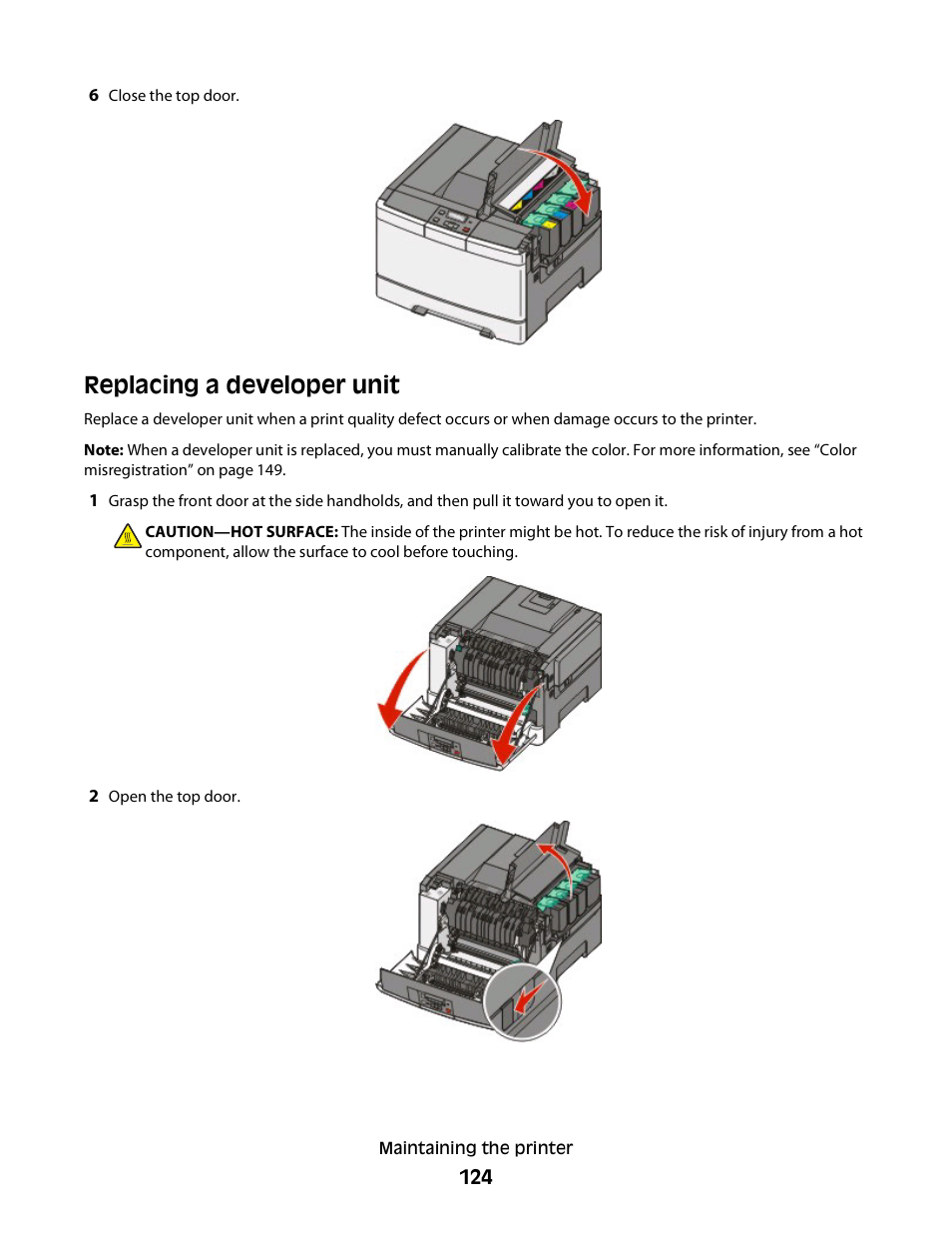 Replacing a developer unit | Konftel G510-7276-00 User Manual | Page 126 / 170