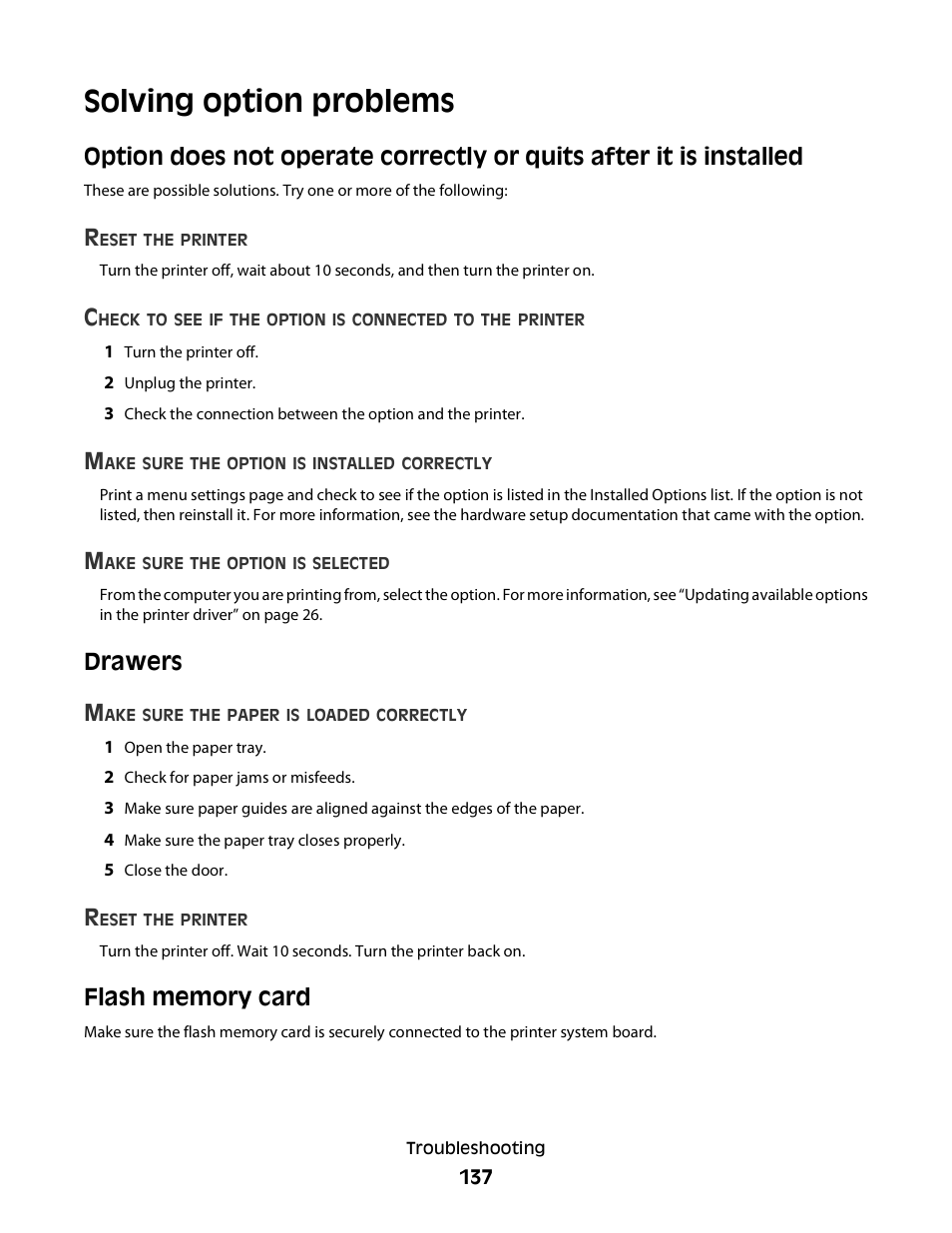Solving option problems, Drawers, Flash memory card | Drawers m | Konftel G510-7276-00 User Manual | Page 139 / 170
