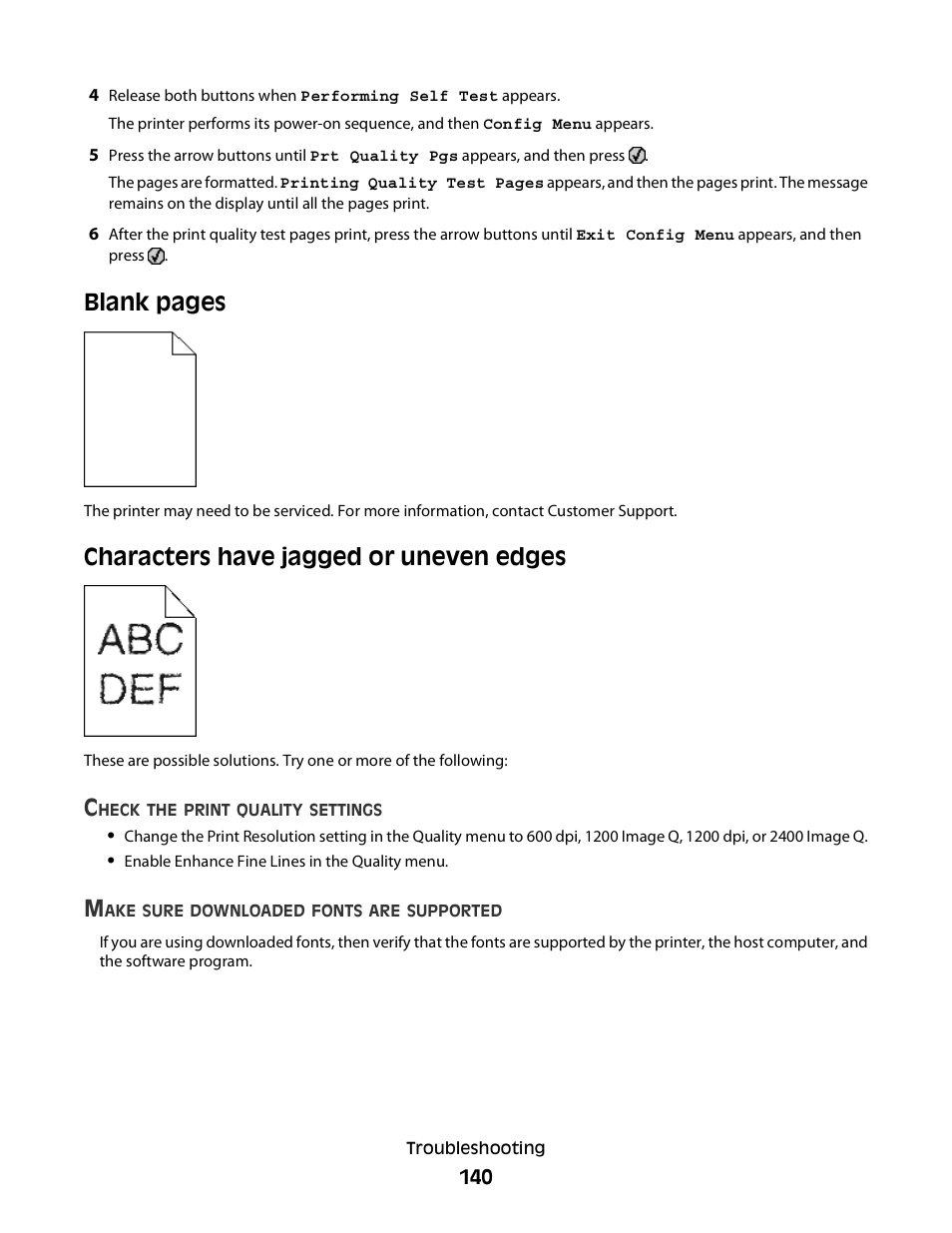 Characters have jagged or uneven edges, Blank pages | Konftel G510-7276-00 User Manual | Page 142 / 170