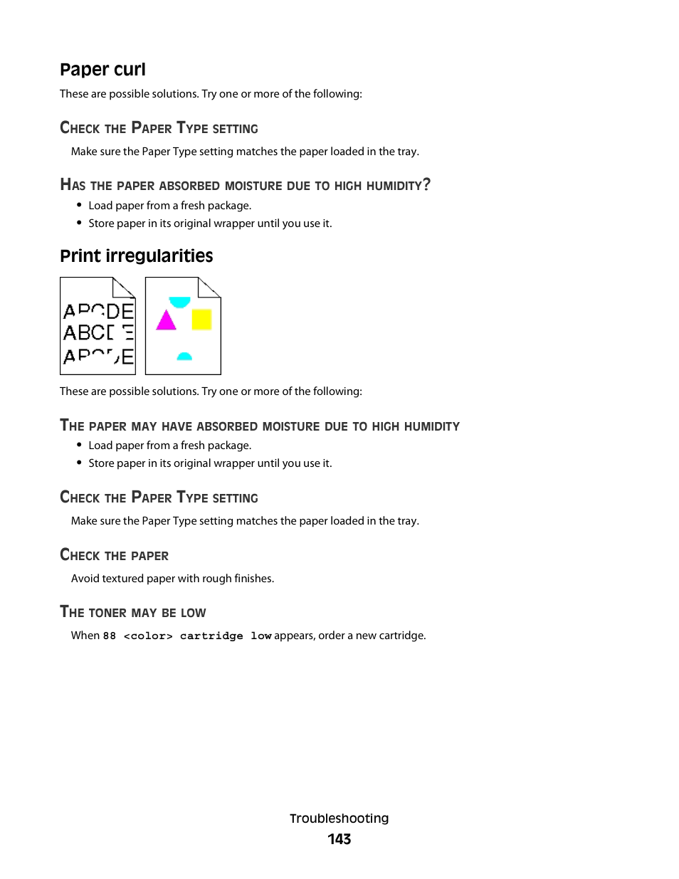 Paper curl, Print irregularities | Konftel G510-7276-00 User Manual | Page 145 / 170