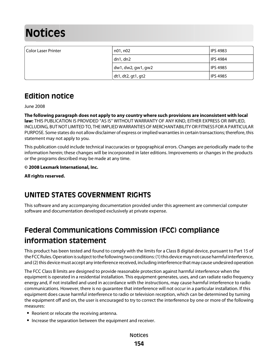 Notices, Edition notice, United states government rights | Konftel G510-7276-00 User Manual | Page 156 / 170