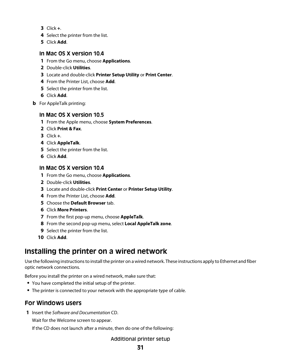 Installing the printer on a wired network | Konftel G510-7276-00 User Manual | Page 33 / 170