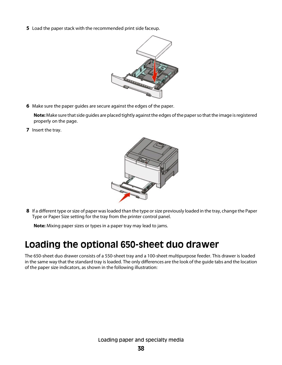 Loading the optional 650-sheet duo drawer | Konftel G510-7276-00 User Manual | Page 40 / 170