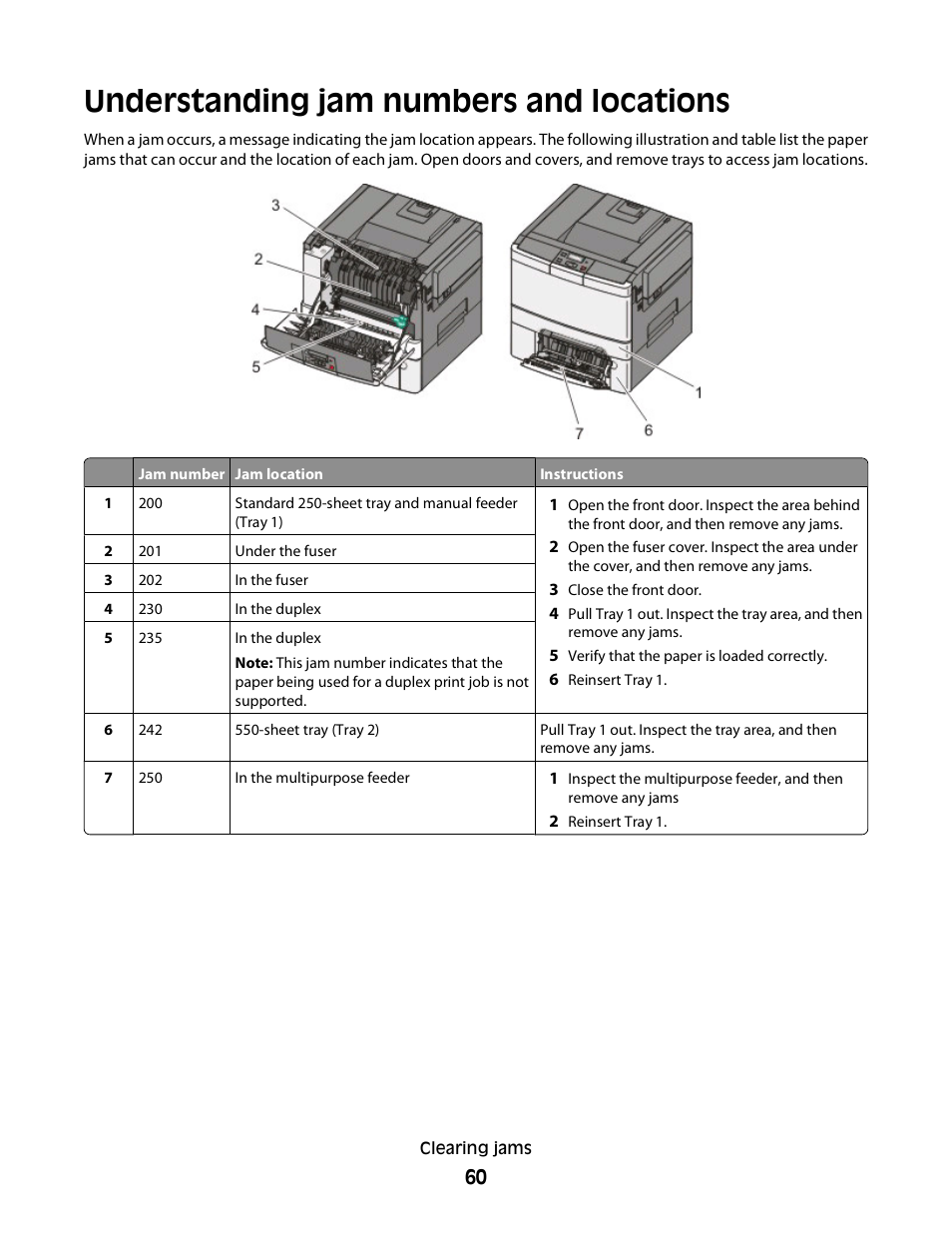 Understanding jam numbers and locations | Konftel G510-7276-00 User Manual | Page 62 / 170