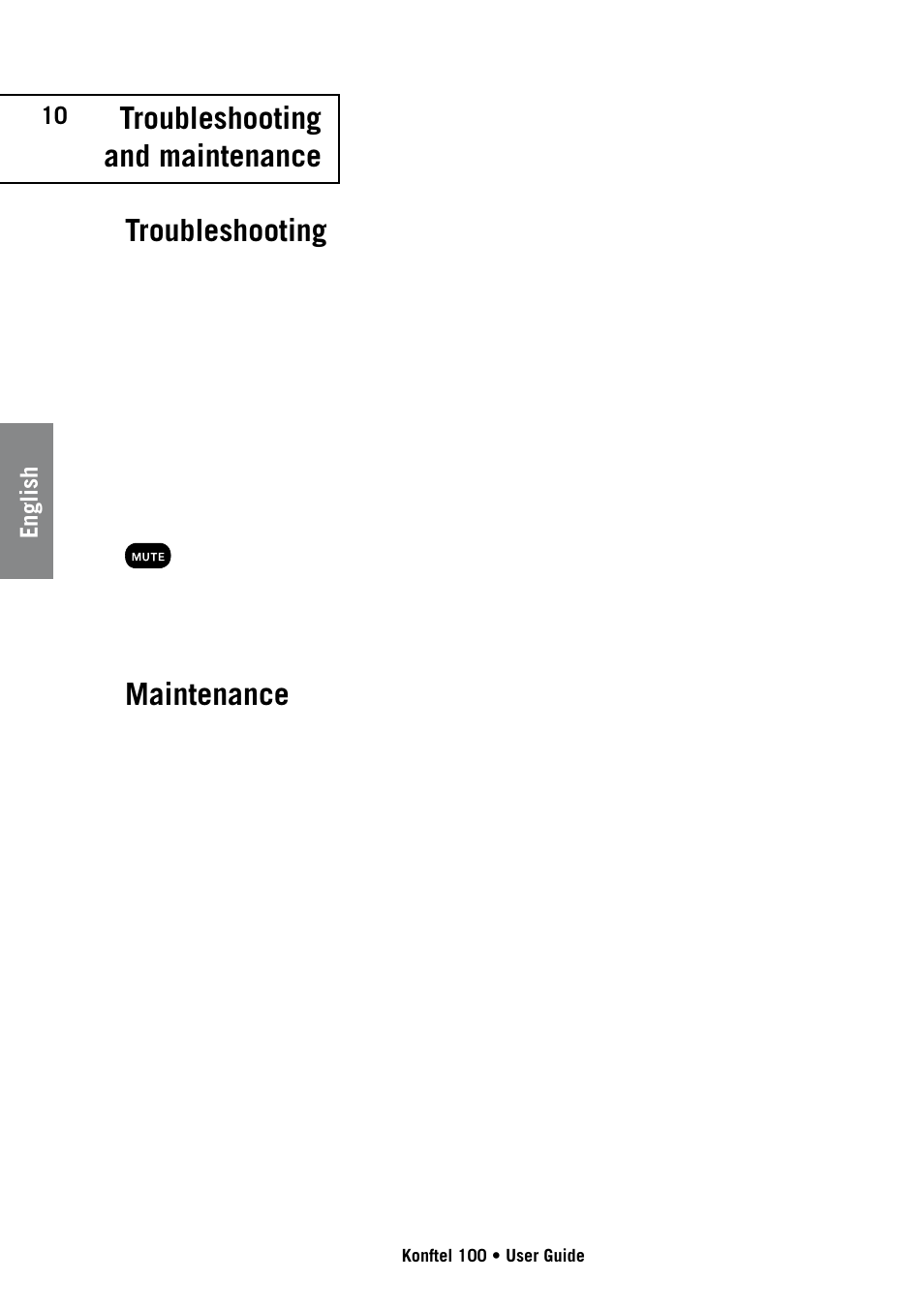 Troubleshooting and maintenance troubleshooting, Maintenance | Konftel 100 User Manual | Page 10 / 17