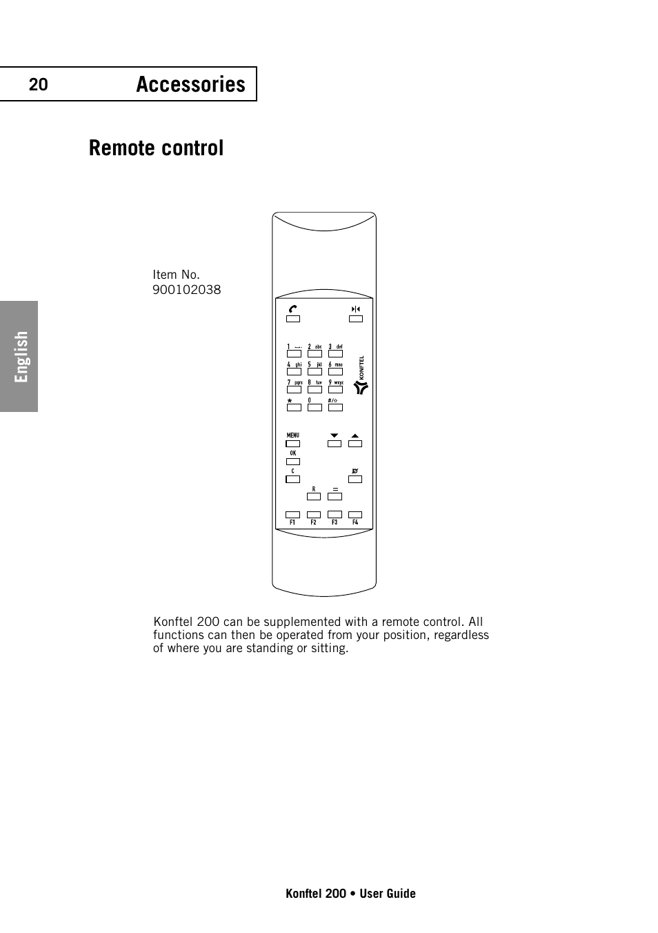Accessories, Remote control | Konftel 200 User Manual | Page 20 / 26