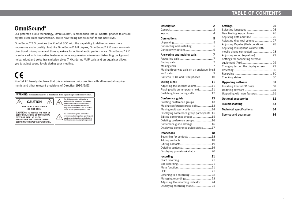 Konftel 300 User Manual | Page 2 / 20