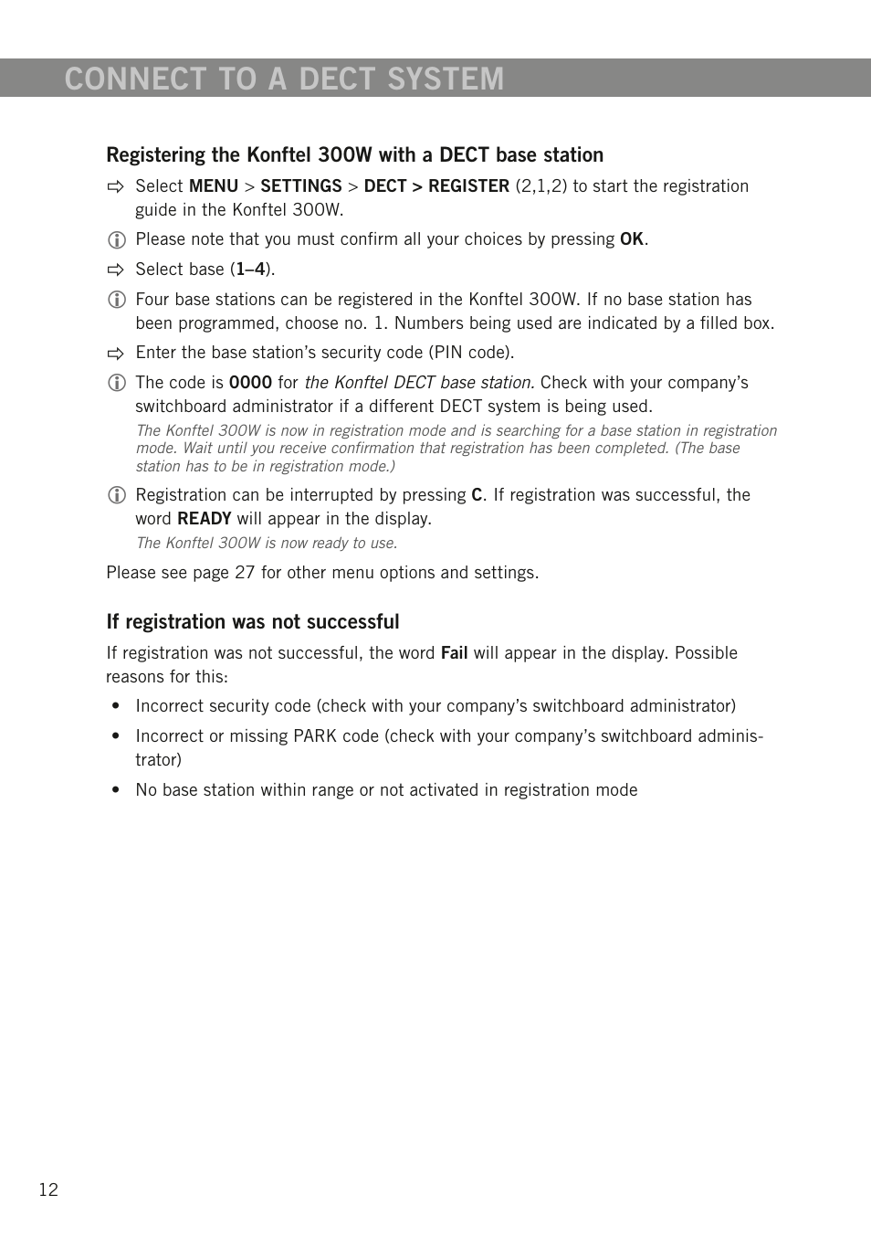 Connect to a dect system | Konftel 300W User Manual | Page 14 / 42
