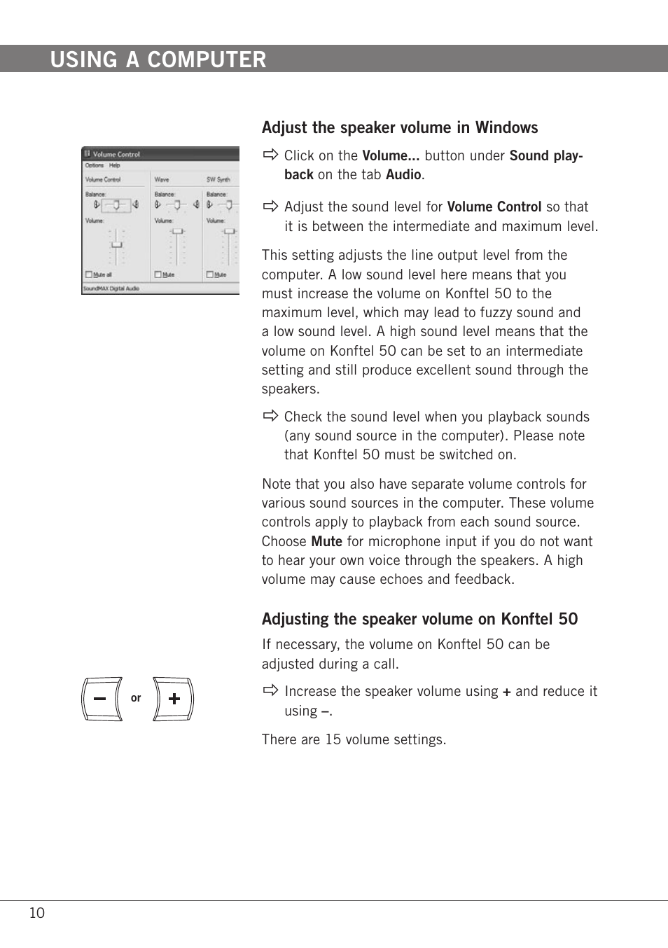 Using a computer | Konftel 50 User Manual | Page 12 / 26