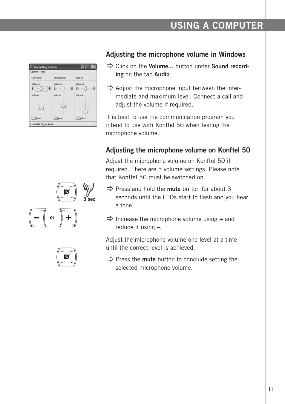 Using a computer | Konftel 50 User Manual | Page 13 / 26