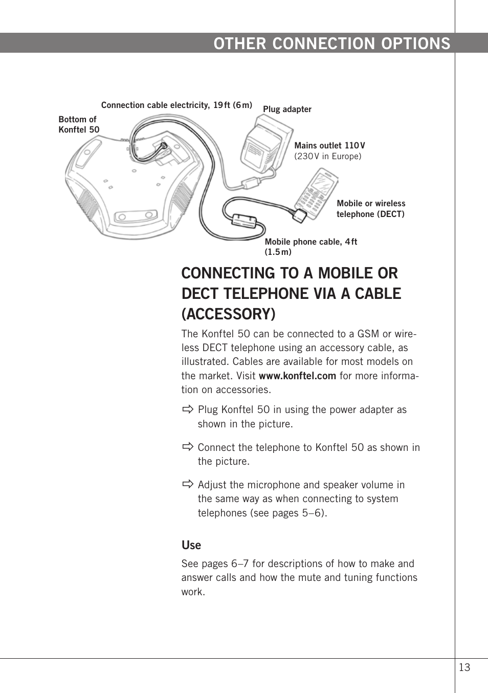 Other connection options | Konftel 50 User Manual | Page 15 / 26
