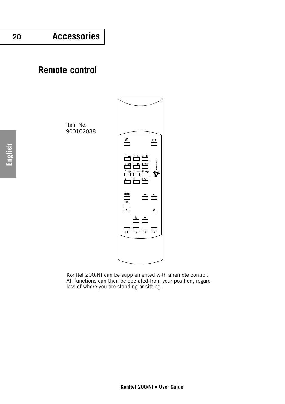 Accessories, Remote control | Konftel 200/NI User Manual | Page 20 / 28