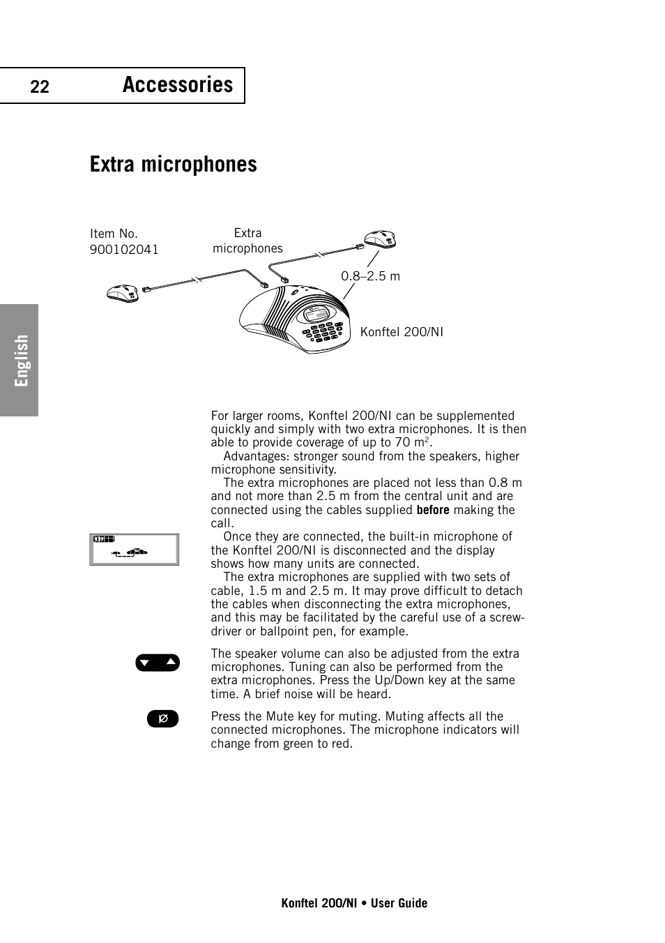 Extra microphones, Accessories, 22 english | Konftel 200/NI User Manual | Page 22 / 28