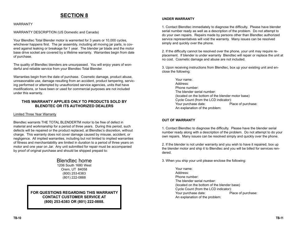 Blendtec home | K-Tec Total Blender User Manual | Page 8 / 9