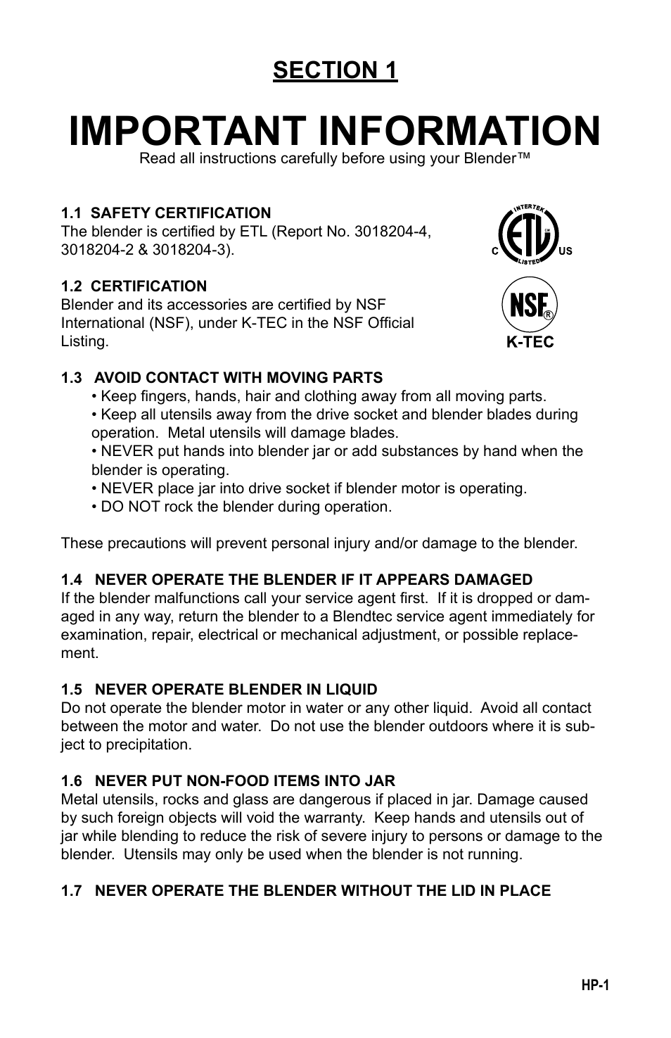 Important information | K-Tec HP3A User Manual | Page 4 / 17