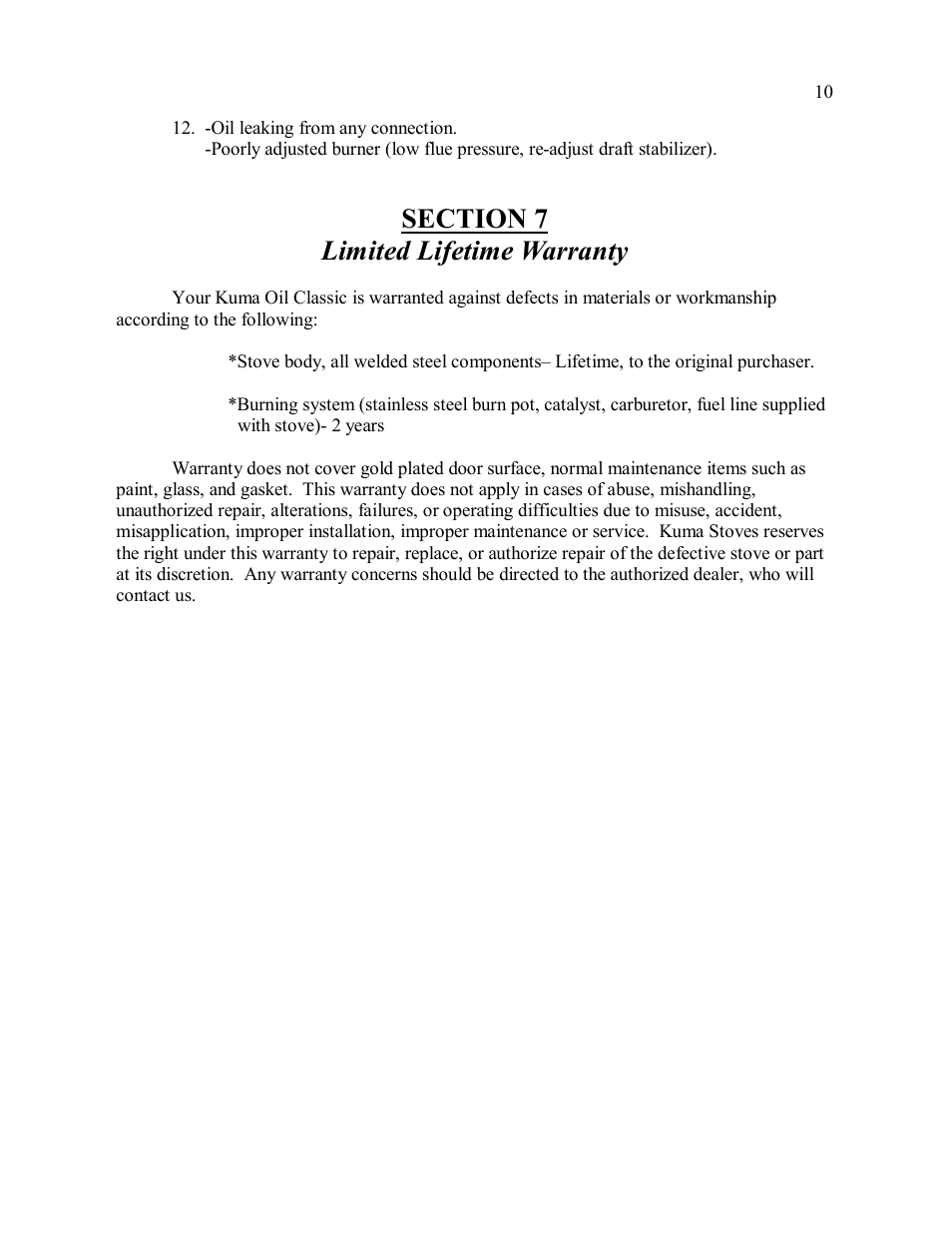 Kuma Stoves OC-8 User Manual | Page 11 / 11