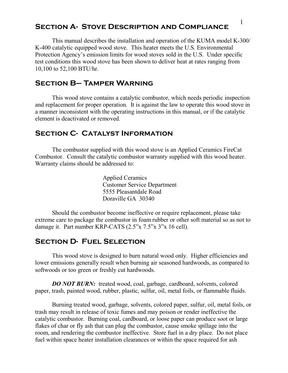 Kuma Stoves K-300 User Manual | Page 2 / 12