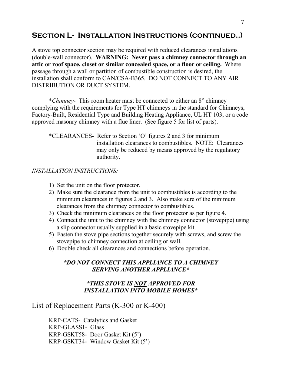 Kuma Stoves K-300 User Manual | Page 8 / 12
