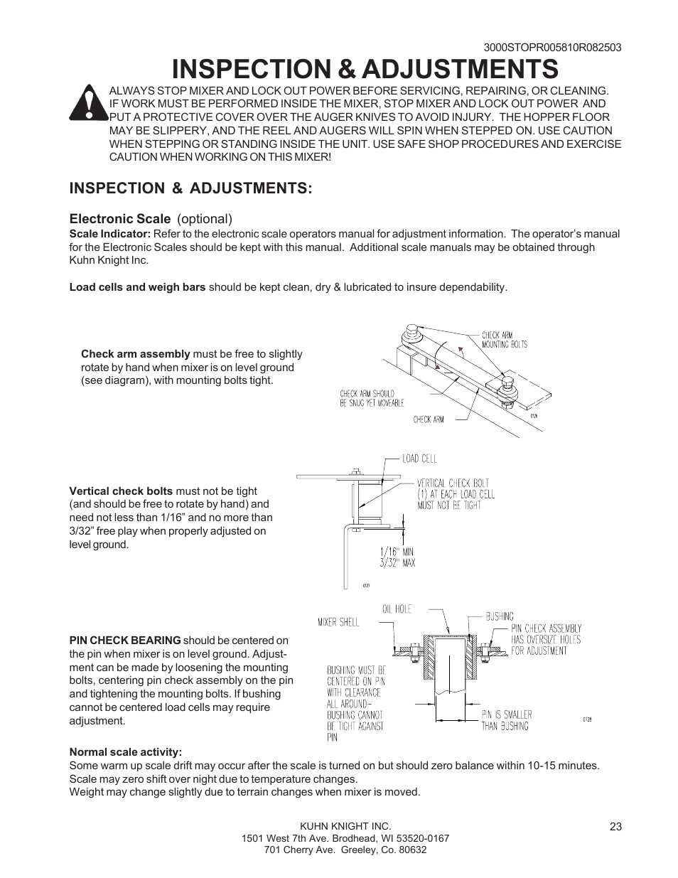 Inspection & adjustments | Kuhn Rikon 3000 SERIES 3030 User Manual | Page 23 / 34