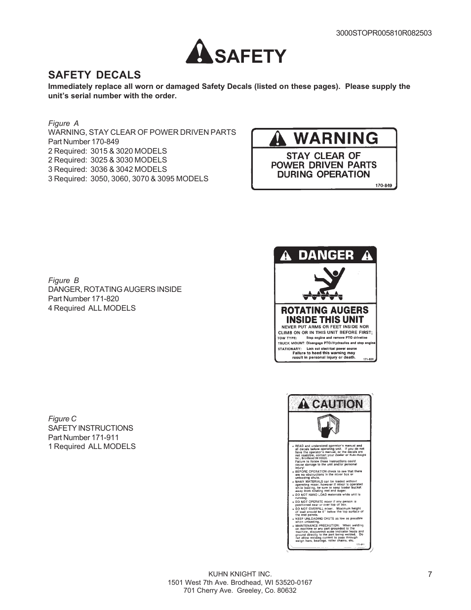 Safety, Safety decals | Kuhn Rikon 3000 SERIES 3030 User Manual | Page 7 / 34