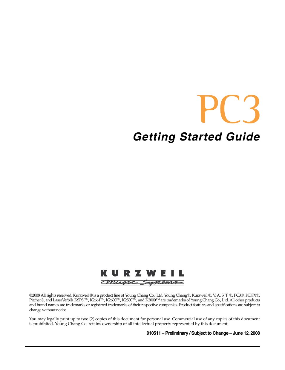 Kurzweil KSP8 TM User Manual | 122 pages