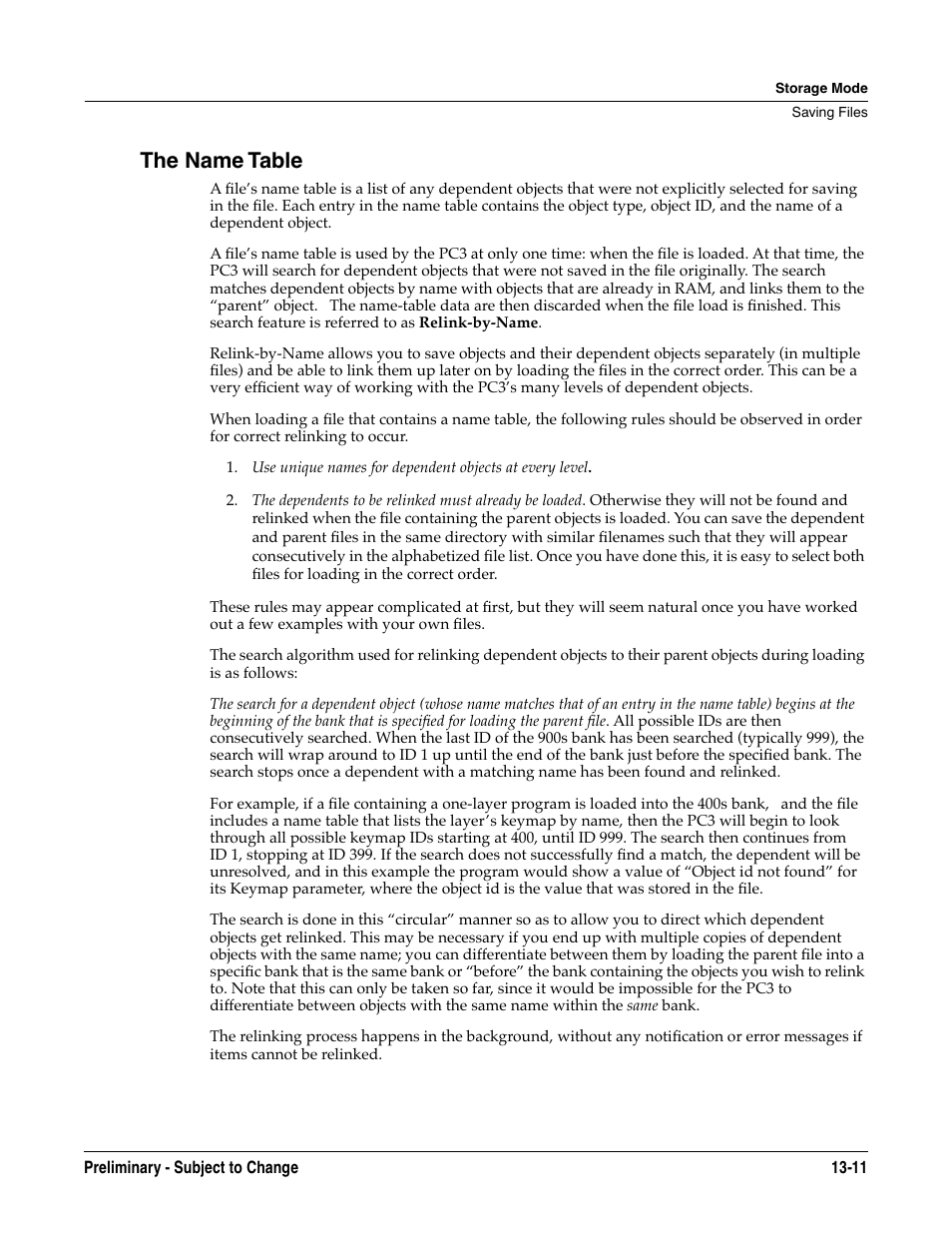 The name table, The name table -11 | Kurzweil KSP8 TM User Manual | Page 101 / 122