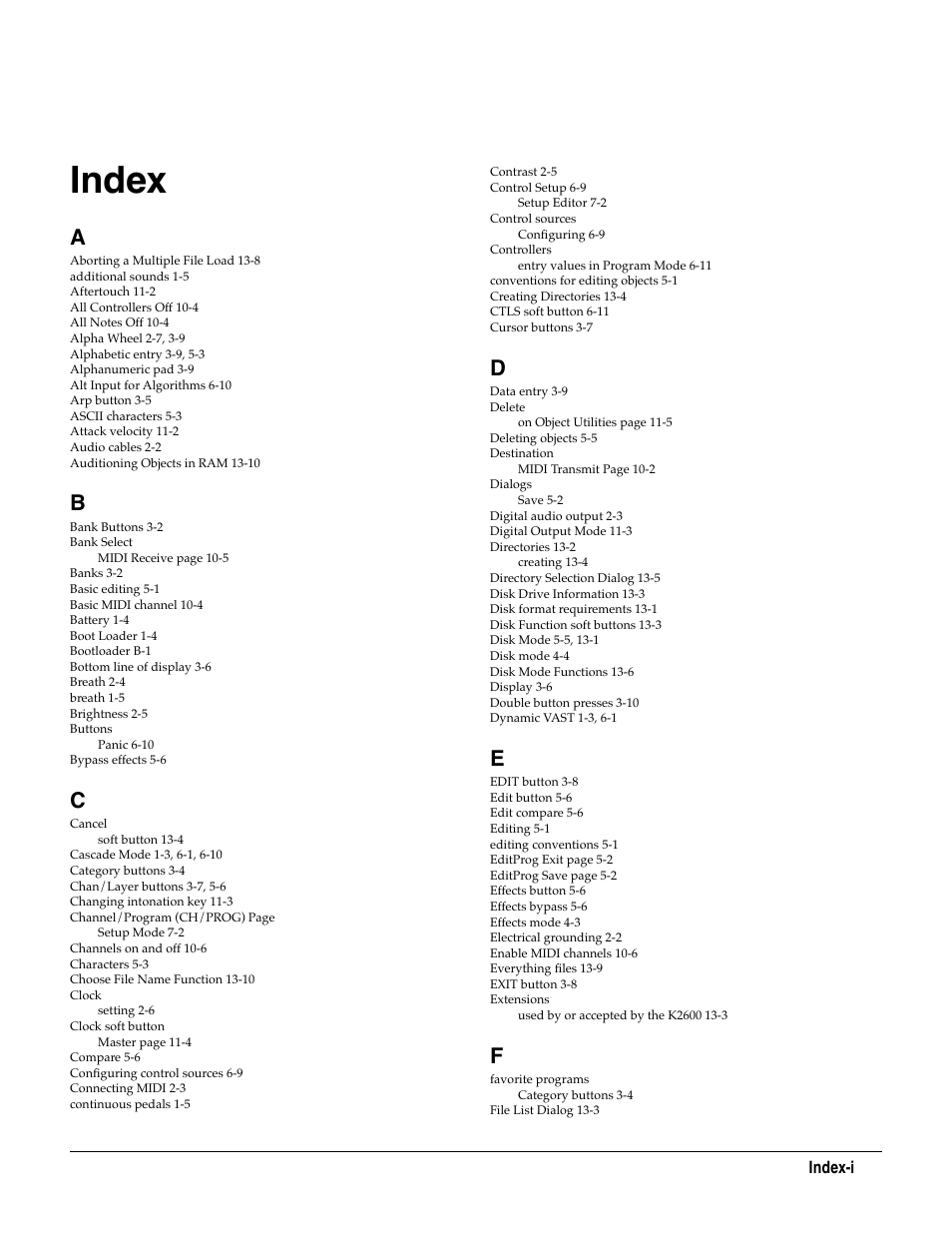 Index | Kurzweil KSP8 TM User Manual | Page 119 / 122