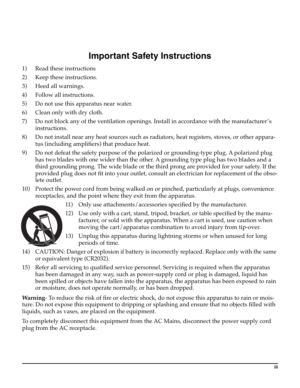 Important safety instructions | Kurzweil KSP8 TM User Manual | Page 3 / 122