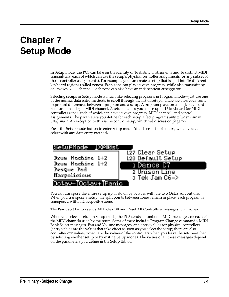 Setup mode, Chapter 7, Chapter 7 setup mode | Kurzweil KSP8 TM User Manual | Page 61 / 122