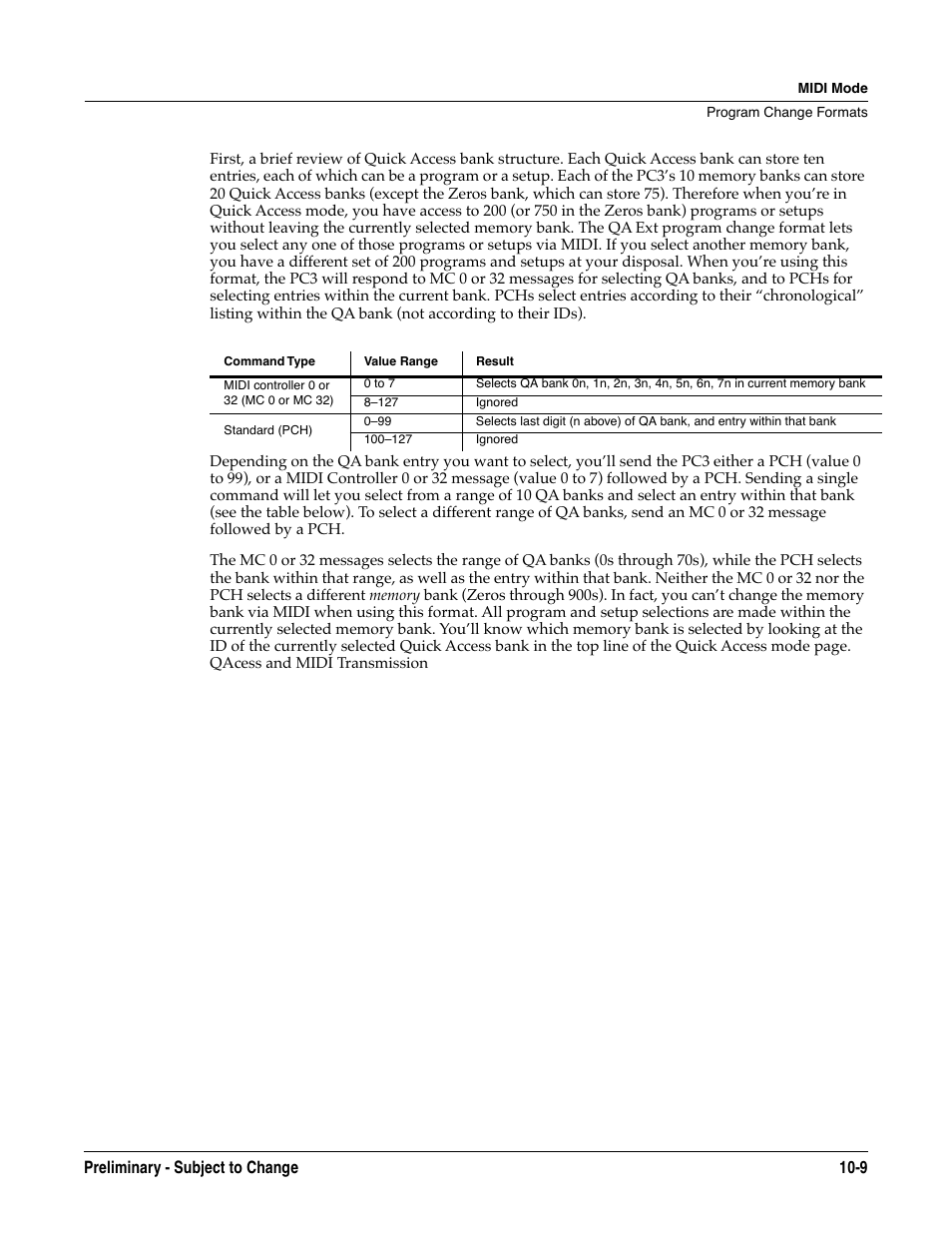 Preliminary - subject to change 10-9 | Kurzweil KSP8 TM User Manual | Page 79 / 122