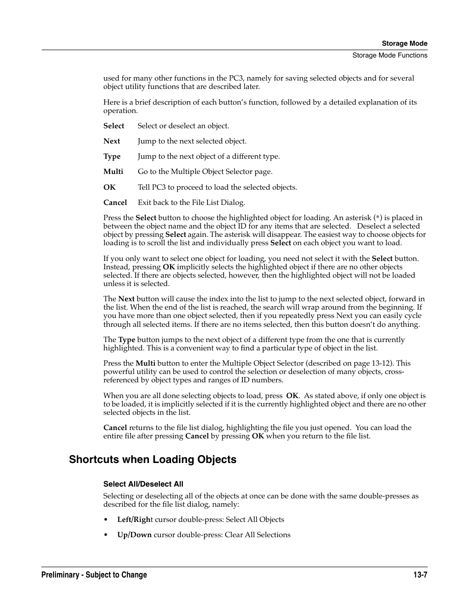 Shortcuts when loading objects, Select all/deselect all, Shortcuts when loading objects -7 | Kurzweil KSP8 TM User Manual | Page 97 / 122