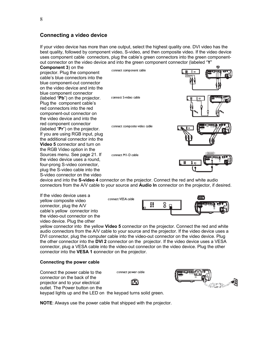 Connecting a video device | Knoll Systems HD225 User Manual | Page 8 / 27