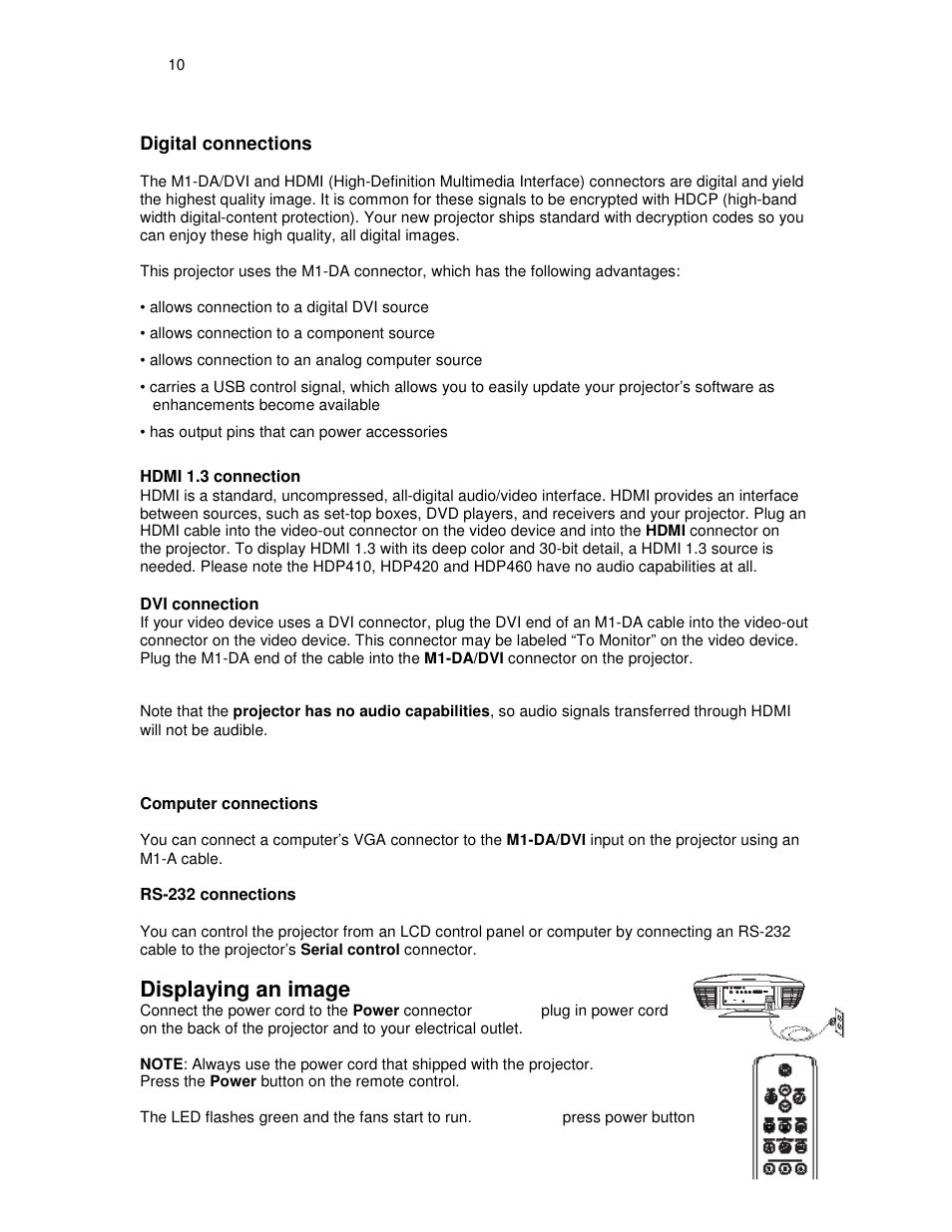 Displaying an image | Knoll Systems HDP404 User Manual | Page 10 / 30