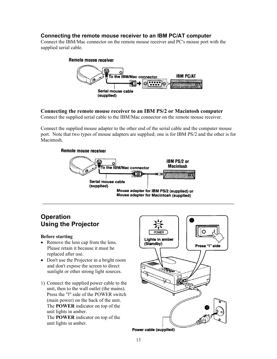 Operation, Using the projector, Operation using the projector | Knoll Systems HT200 User Manual | Page 13 / 30