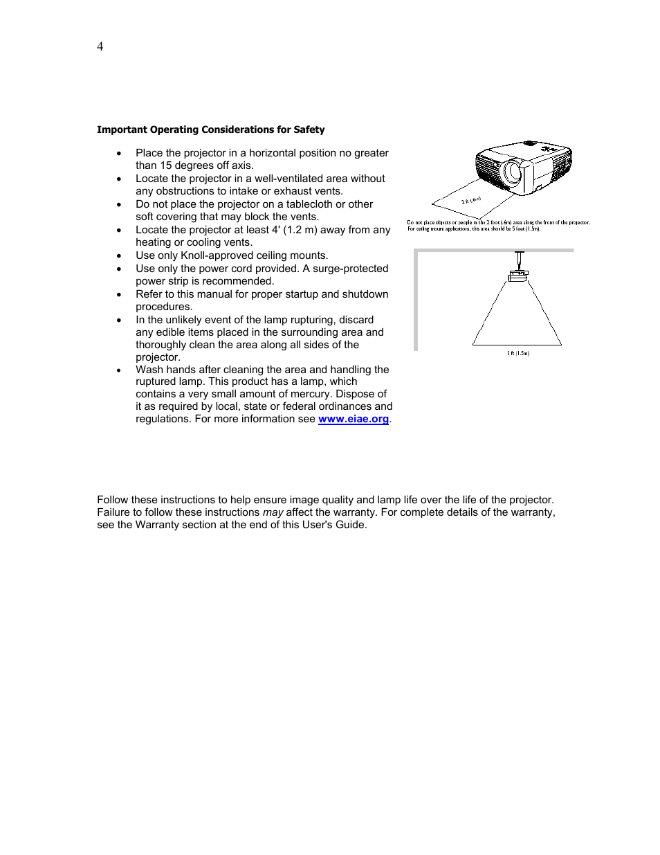 Important operating considerations for safety | Knoll Systems HD102 User Manual | Page 4 / 28