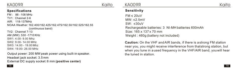 Т³гж 9 | Kaito electronic KA009R User Manual | Page 9 / 16