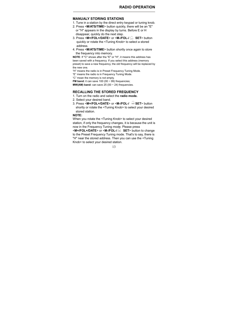 Radio operation | Kaito electronic KA800 User Manual | Page 16 / 30