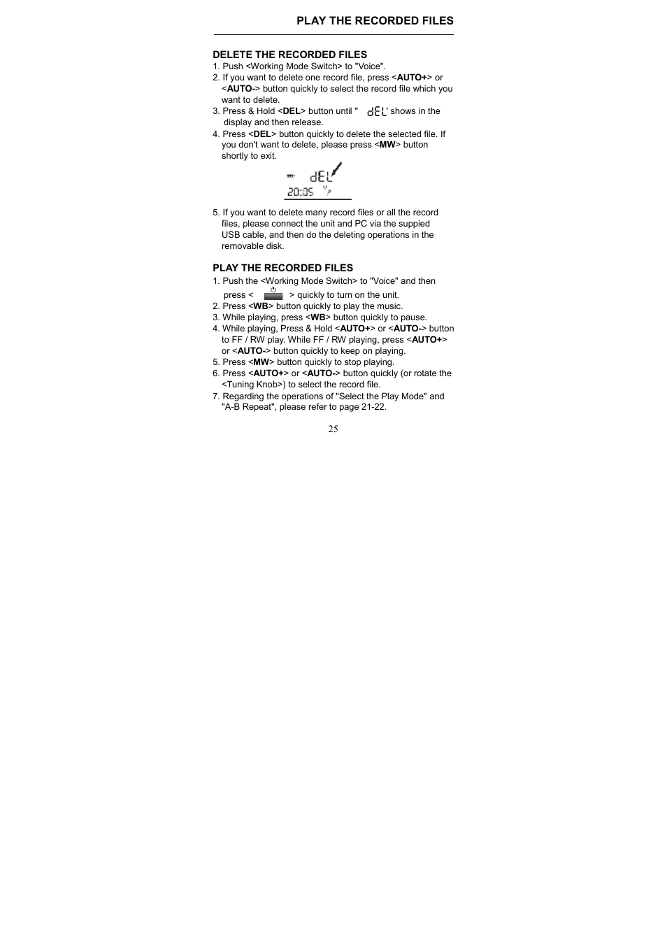 Play the recorded files | Kaito electronic KA800 User Manual | Page 28 / 30