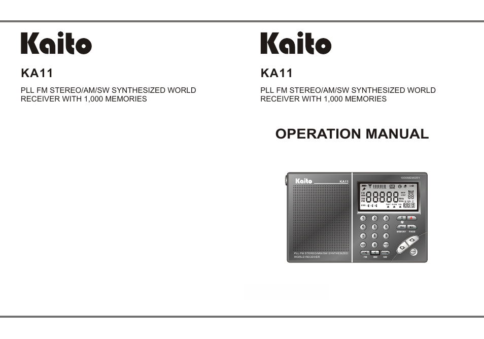 Kaito electronic KA11 User Manual | 3 pages