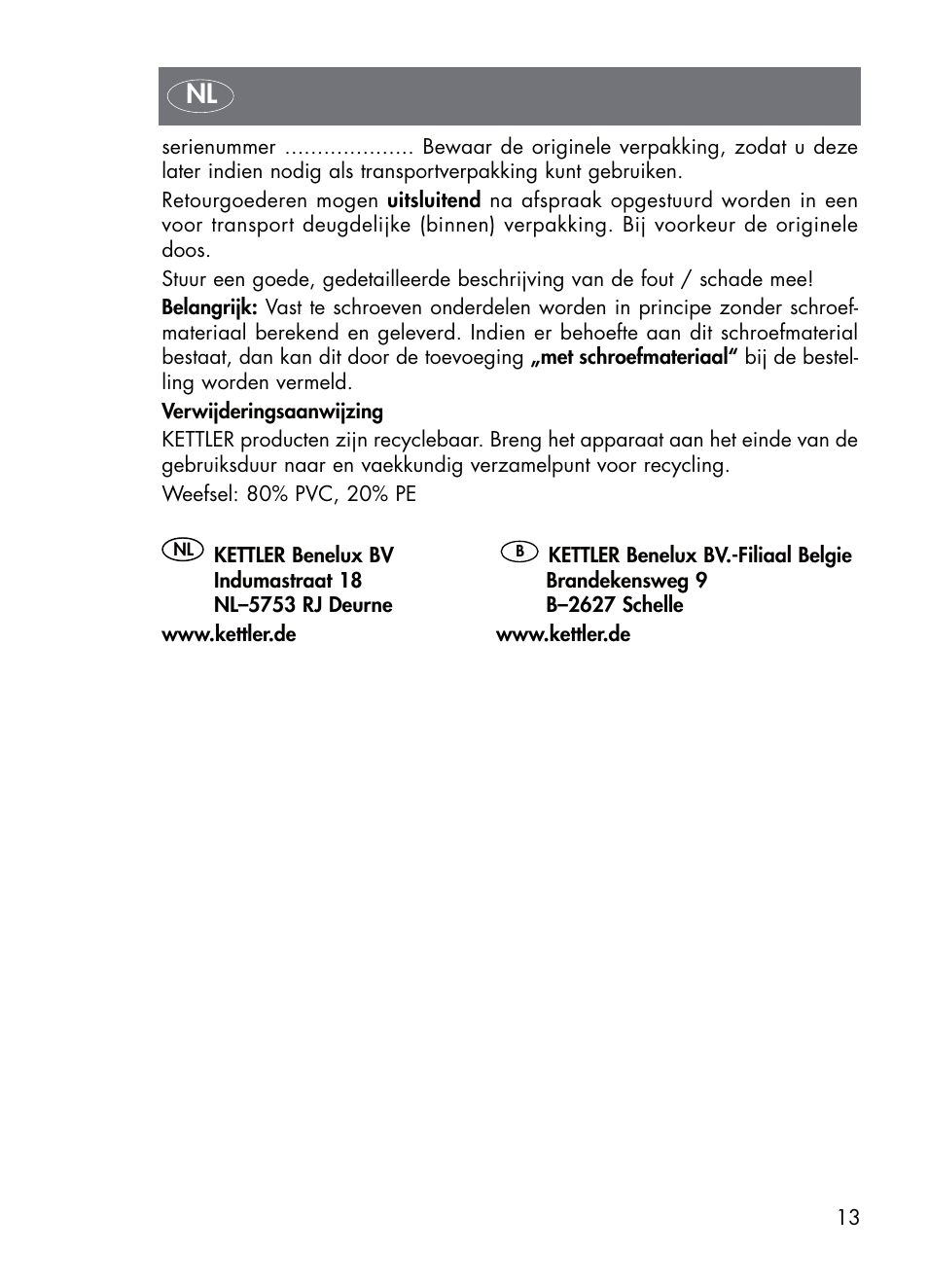 Kettler 01638-010 User Manual | Page 13 / 32