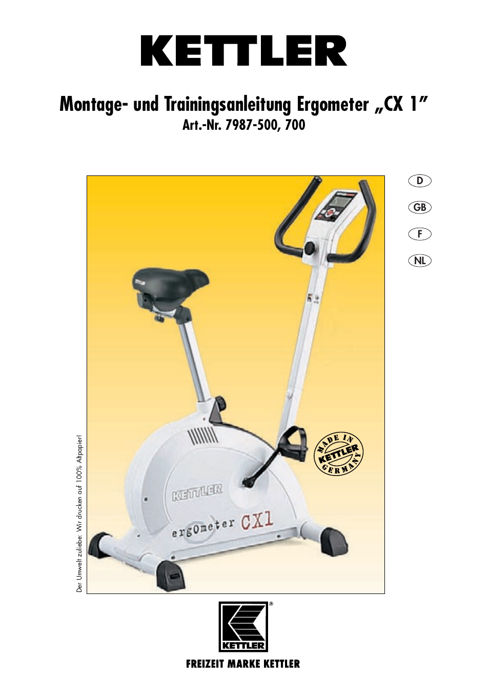 Kettler Ergometer CX 1 User Manual | 34 pages