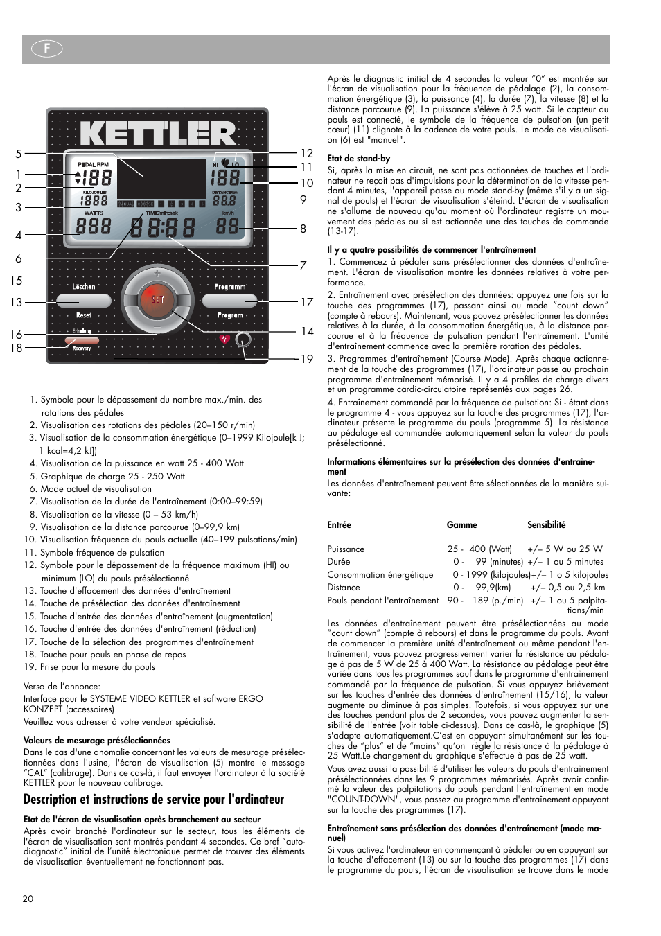 Kettler Ergometer CX 1 User Manual | Page 20 / 34
