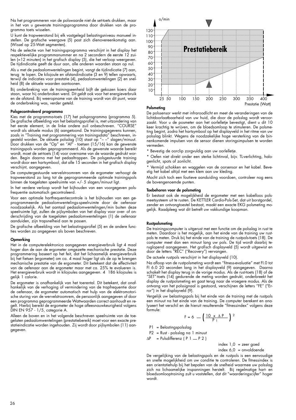 Prestatiebereik | Kettler Ergometer CX 1 User Manual | Page 26 / 34