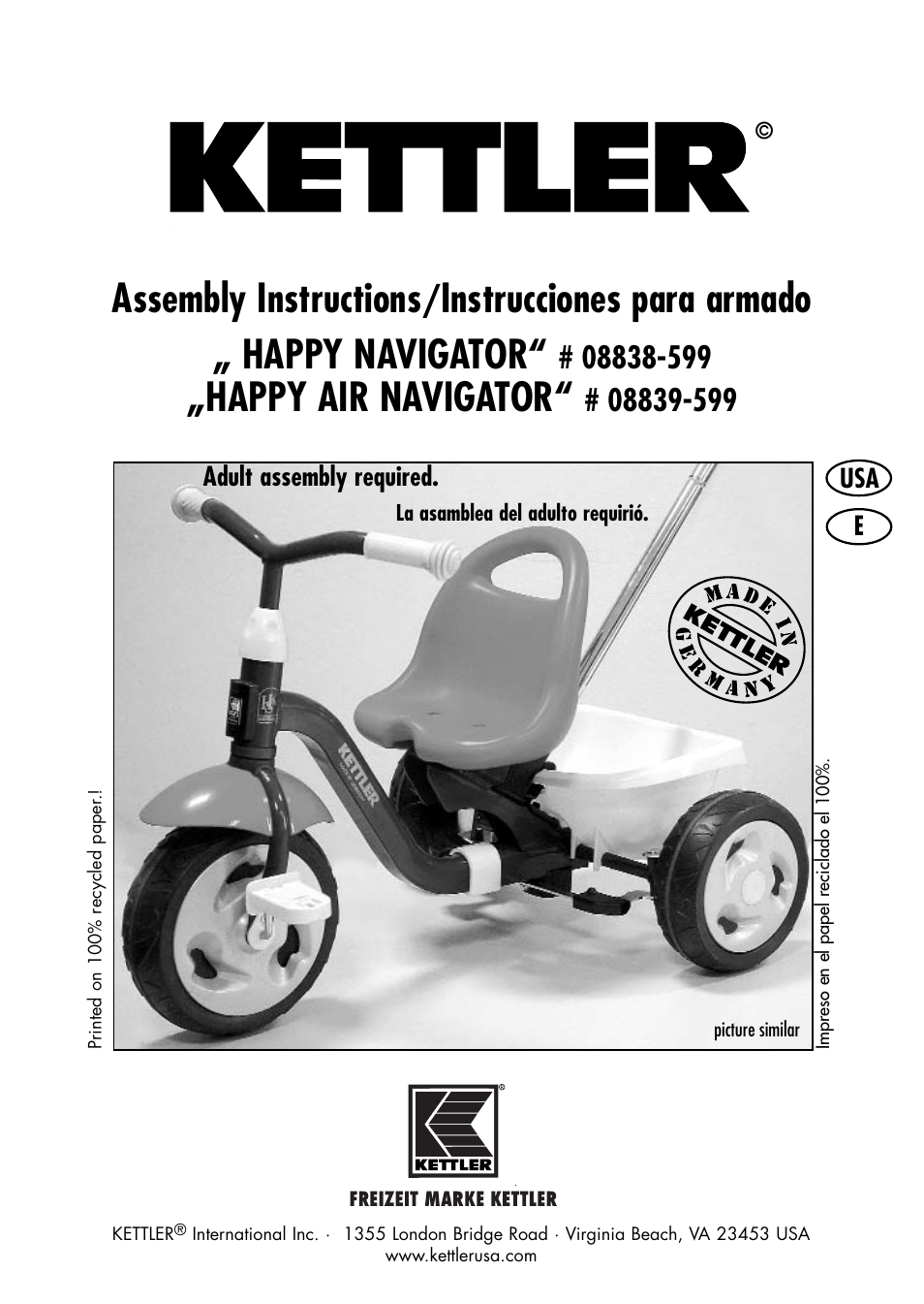 Kettler HAPPY NAVIGATOR 08839-599 User Manual | 21 pages