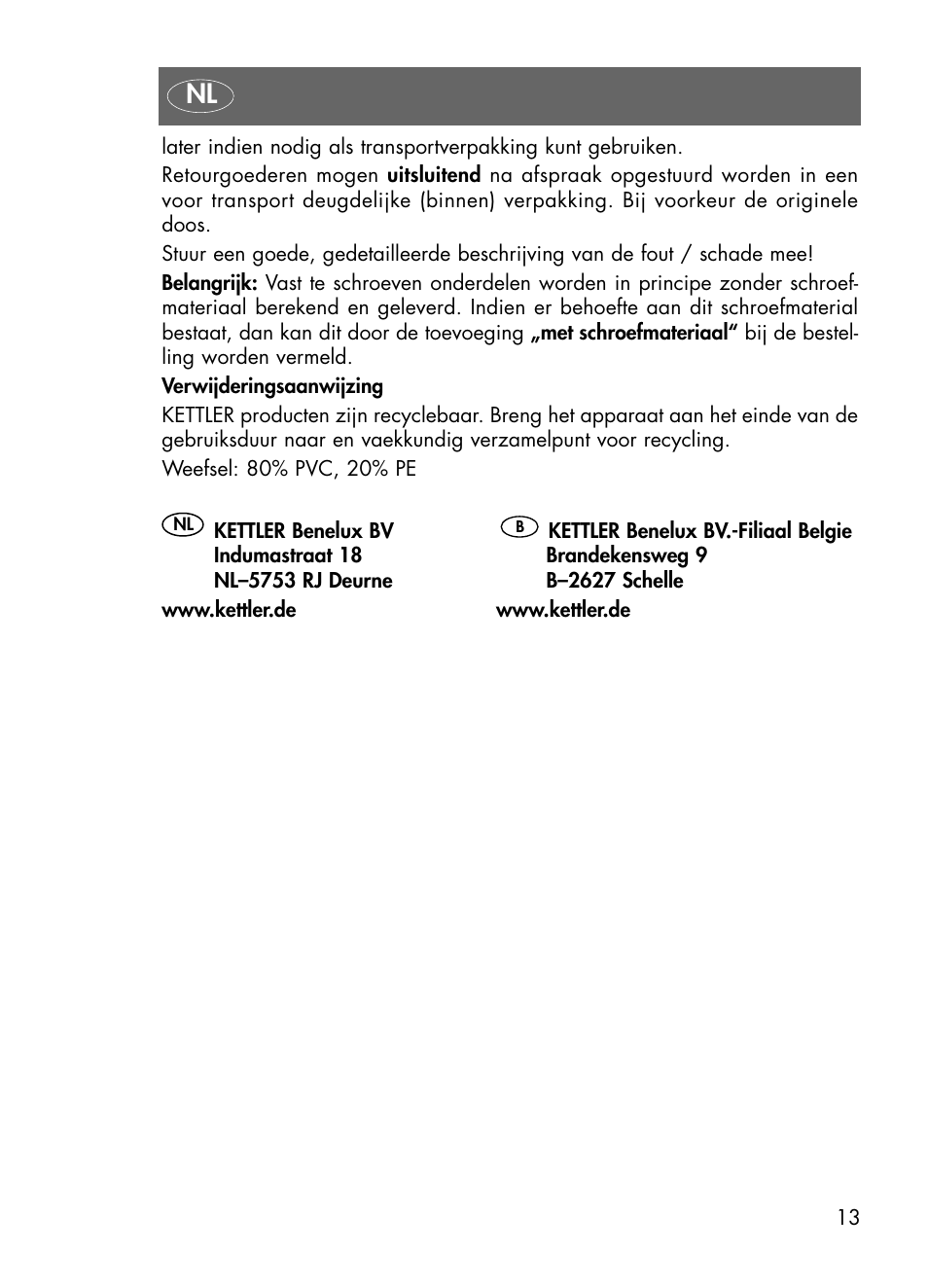 Kettler 01438-200 User Manual | Page 13 / 28