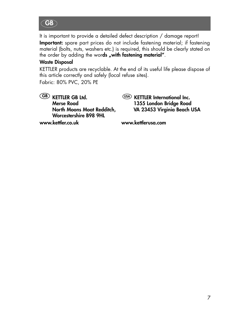 Kettler 01438-200 User Manual | Page 7 / 28